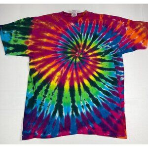 Vintage Anvil Mens XL Tie Dye T-Shirt Short Sleeve Spiral Multicolored Hippie
